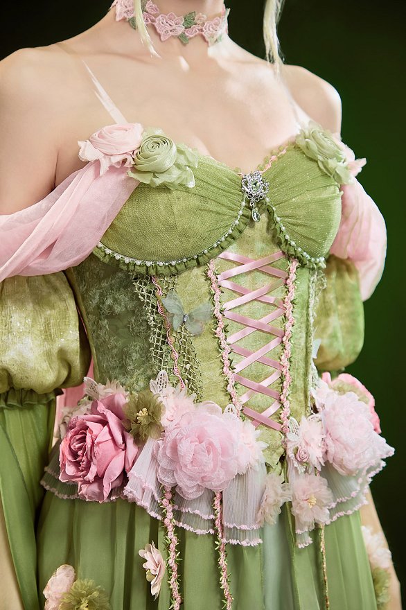 Tinker Bell Derivative Spring Flower Goddess Fantasy Kleid Blumenverziertes Taillenbetontes Kleid Farbverlauf Ärmeln und Schleife Tinker Bell Derivative Spring Flower Goddess Fantasy Kleid Blumenverziertes Taillenbetontes Kleid Farbverlauf Ärmeln und Schleife