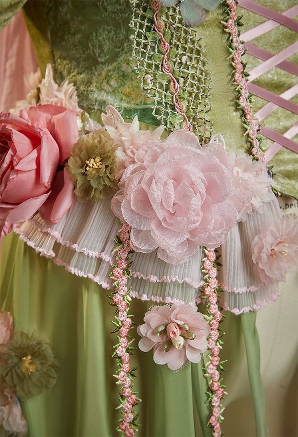Tinker Bell Derivative Spring Flower Goddess Fantasy Kleid Blumenverziertes Taillenbetontes Kleid Farbverlauf Ärmeln und Schleife Tinker Bell Derivative Spring Flower Goddess Fantasy Kleid Blumenverziertes Taillenbetontes Kleid Farbverlauf Ärmeln und Schleife