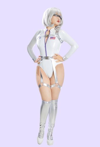 Sexy Traje Astronauta con Cremallera con Cinturón y Calcetines