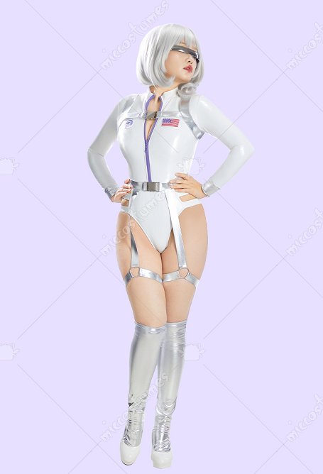 Sexy Traje Astronauta con Cremallera con Cinturón y Calcetines