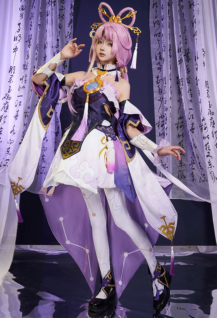 Honkai : Star Rail Fu Xuan Costume de Cosplay Fu Xuan Robe Ensemble avec Collants et Autres Accessoires