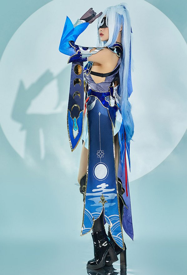 Honkai: Star Rail Jingliu Cosplay Costume Short Dress and Gloves with Eye Mask and Leg Covers