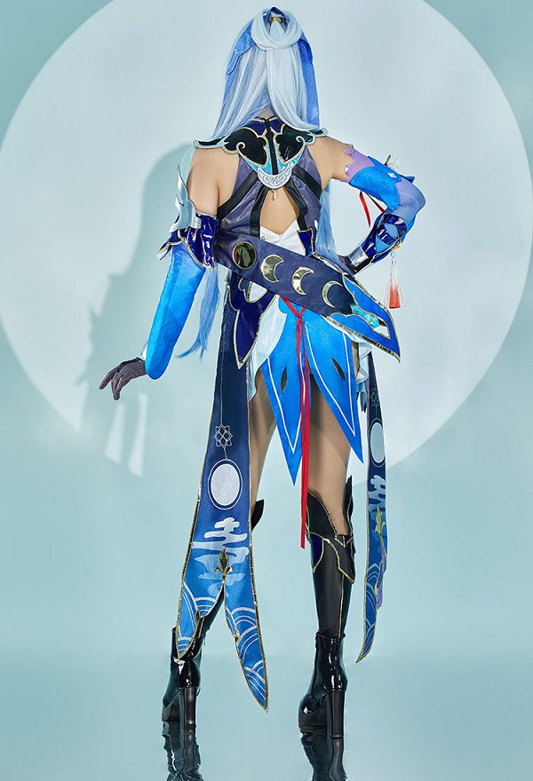 Honkai: Star Rail Jingliu Cosplay Costume Short Dress and Gloves with Eye Mask and Leg Covers
