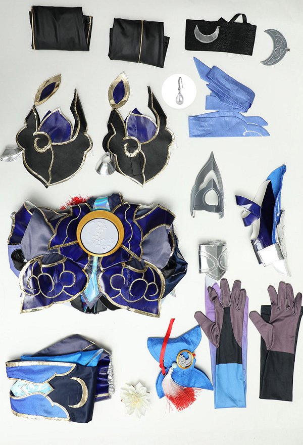 Honkai: Star Rail Jingliu Cosplay Costume Short Dress and Gloves with Eye Mask and Leg Covers