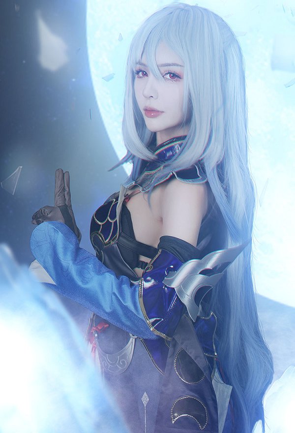 Honkai: Star Rail Jingliu Cosplay Costume Short Dress and Gloves with Eye Mask and Leg Covers