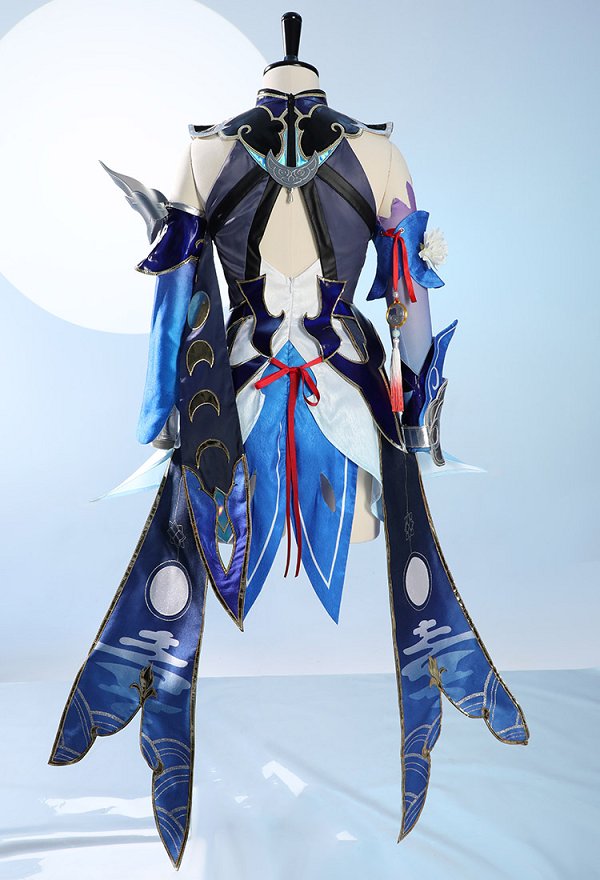 Honkai: Star Rail Jingliu Cosplay Costume Short Dress and Gloves with Eye Mask and Leg Covers