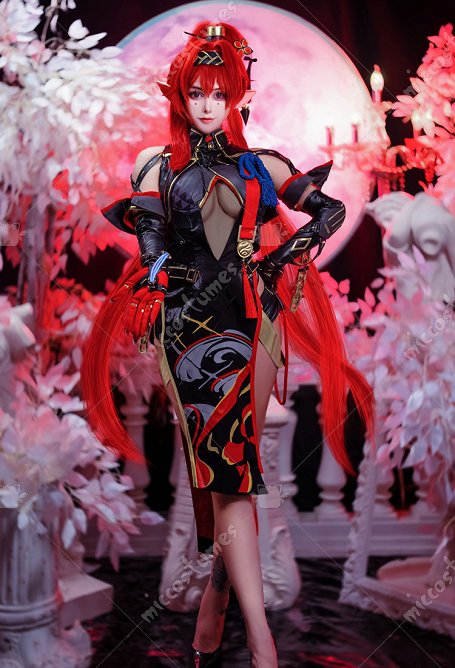  Wuthering Waves Yinlin Costume de Cosplay Robe et veste avec serre-tête et pantalon