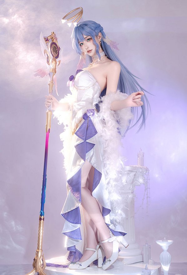Honkai: Star Rail Robin Cosplay Costume Evening Dress with Shawl and Gloves