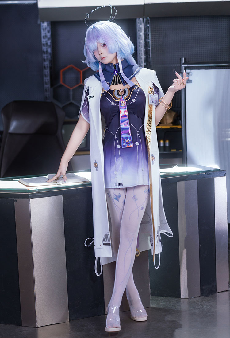 Wuthering Waves Mornye Cosplay Kostüm Kleid mit Mantel und Kragen