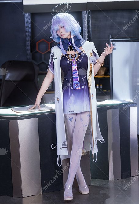 Vestido de cosplay Mornye de Wuthering Waves con abrigo y cuello