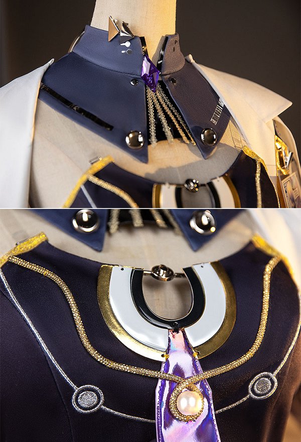 Vestido de cosplay Mornye de Wuthering Waves con abrigo y cuello