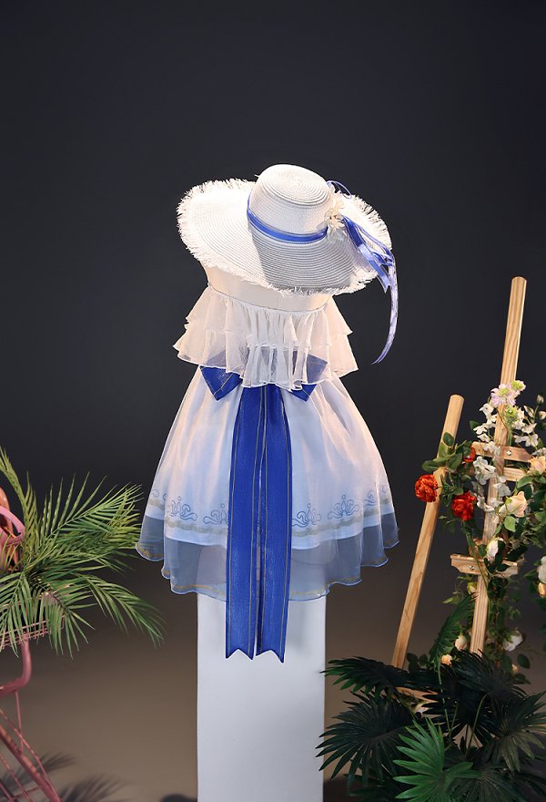 Wuthering Waves Phoebe A Letter from Summer Skin Cosplay Swimsuit Dress with Swim Bottom and Hat