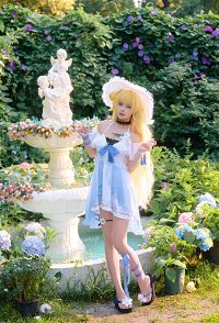 Wuthering Waves Phoebe A Letter from Summer Skin Cosplay Swimsuit Dress with Swim Bottom and Hat
