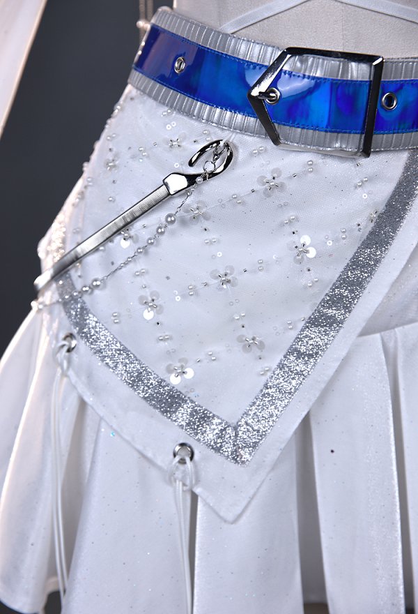 Wuthering Waves Solar5 Iuno Cosplay Costume Top and Skirt with Hair Accessories and Choker