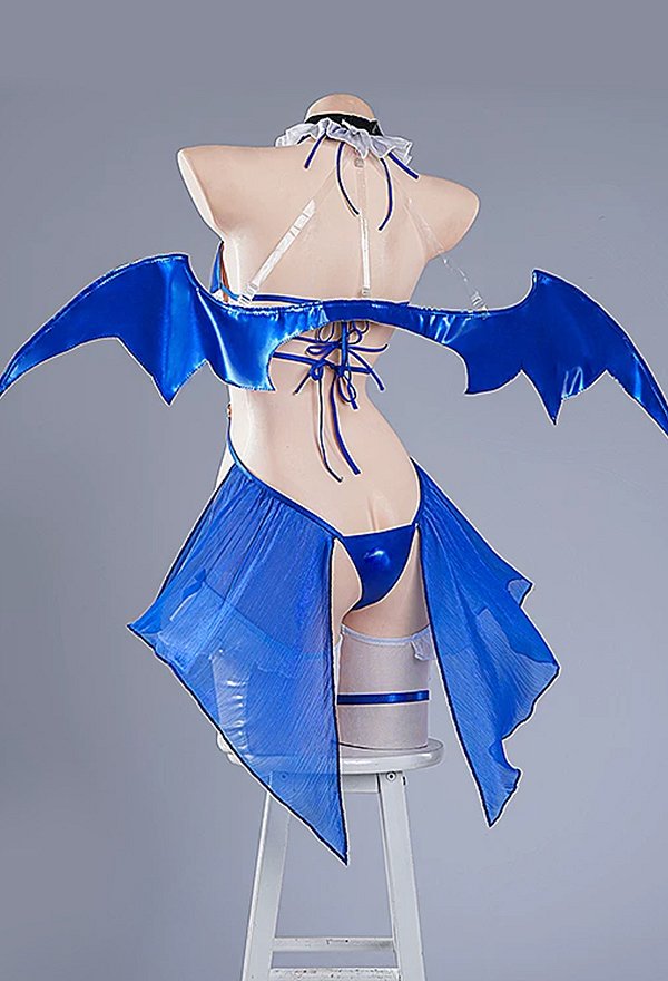 Wuthering Waves Cartethyia Succubus Style Cosplay Set BH und Slip mit Flügeln und Oberschenkelstrümpfen