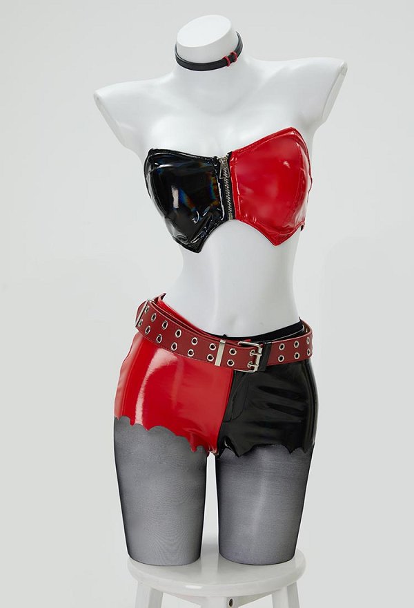Disfraz de cosplay de la chica del payaso del Escuadrón suicida de Isekai, top y pantalones cortos con chaqueta y gargantilla