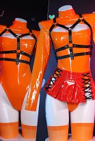 Velma Dérivé Ensemble de Lingerie Sexy Justaucorps Une Pièce Moulante en Cuir Brillant avec Sangle de Poitrine et Jupe pour Femme Velma Dérivé Ensemble de Lingerie Sexy Justaucorps Une Pièce Moulante en Cuir Brillant avec Sangle de Poitrine et Jupe pour Femme