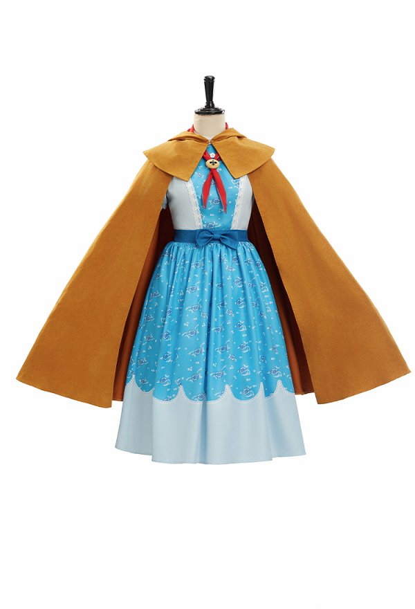 Vestido de disfraz de Cosplay de Stranger Things Holly con Capa y Bufanda Vestido de disfraz de Cosplay de Stranger Things Holly con Capa y Bufanda