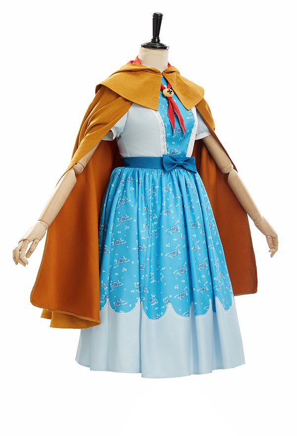 Vestido de disfraz de Cosplay de Stranger Things Holly con Capa y Bufanda Vestido de disfraz de Cosplay de Stranger Things Holly con Capa y Bufanda