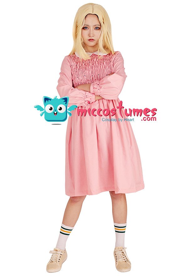 Stranger Things Eleven Rosa Kleid Mädchen Kleid Kostüm Stranger Things Eleven Rosa Kleid Mädchen Kleid Kostüm