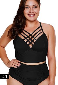 Woman Curvy Size Sexy Cute Two Piece Set Crossing Strapped Halter Top and Shorts Bikini Set Swimsuit Swimwear Bodysuit Beach Suit Bathing Suit