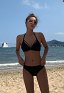 Damen Zweiteiliger Badeanzug Minimalismus Einfarbig Halfter Dreipunkt Badeanzug Bikini