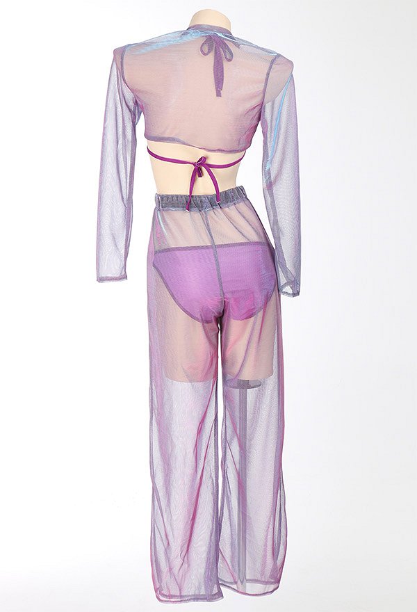 Miccostumes Traje de Baño con Patrón Alienígena de Bikini con Sujetador y Pantalones de Gasa Reflectante