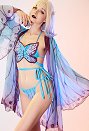 Miccostumes Trajes de baño para mujer Conjunto de bikini Butterfly Traje de baño de dos piezas para mujer con pareo Butterfly