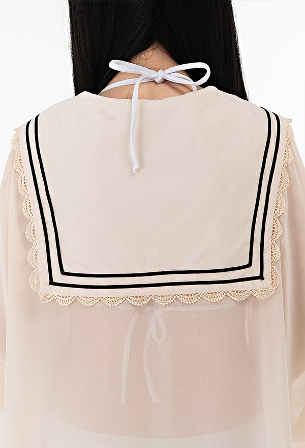 Miccostumes Trajes de baño Cubierta para mujer Cuello marinero Kimono Cárdigan de gasa transparente Miccostumes Trajes de baño Cubierta para mujer Cuello marinero Kimono Cárdigan de gasa transparente