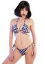 Miccostumes Swimsuits for Women Purple Black Plaid Swimwear Sexy Bathing Suit Lace Up Top and Shorts Bikini Sets