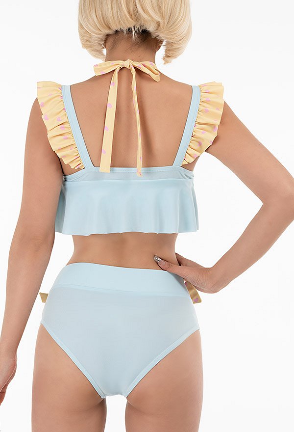 Miccostumes Swimsuit Femme Maillot de Bain Deux Pièces Bikini à Motif de Cœur avec Nœud Papillon