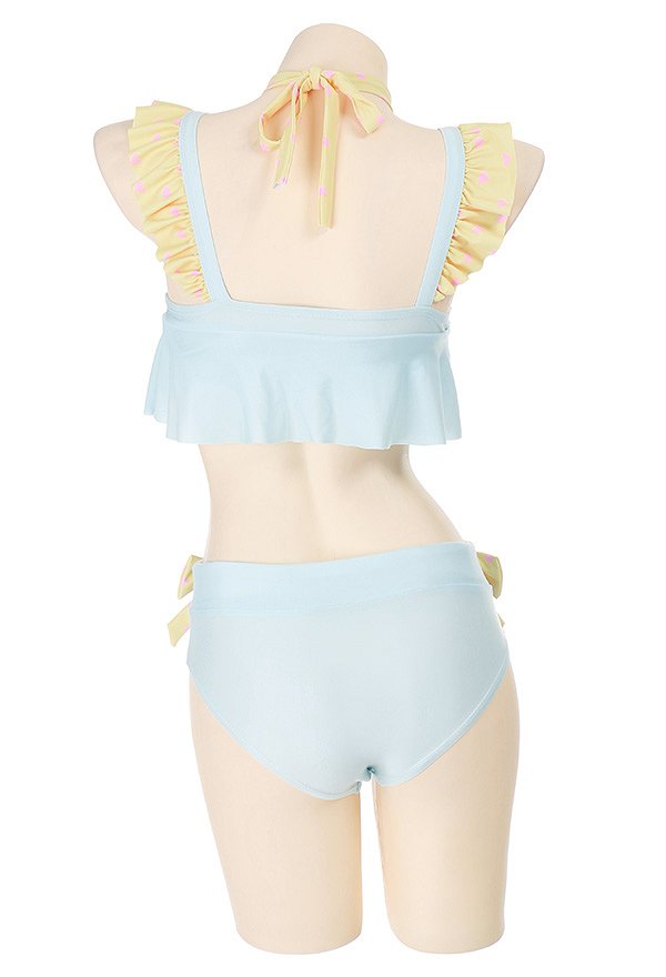 Miccostumes Swimsuit Femme Maillot de Bain Deux Pièces Bikini à Motif de Cœur avec Nœud Papillon