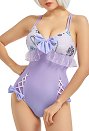 Miccostumes Swimsuits for Women Gothic Style Bathing Suit Bowknot One-piece Swimwear