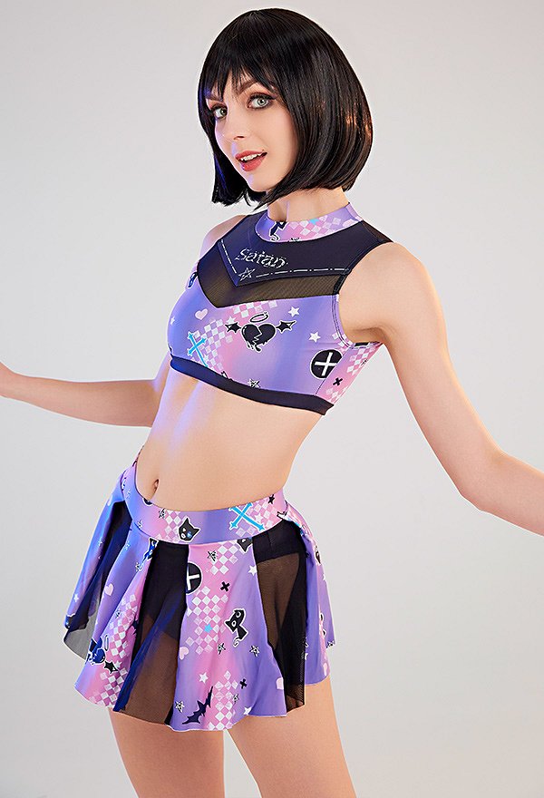 Lila Harajuku Badeanzug Kawaii Bademode Bikini Set