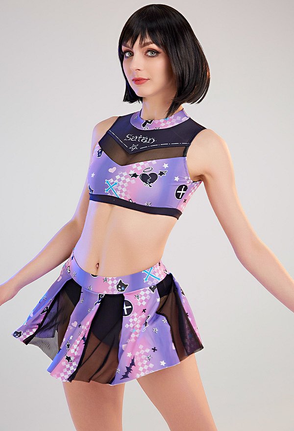 Lila Harajuku Badeanzug Kawaii Bademode Bikini Set