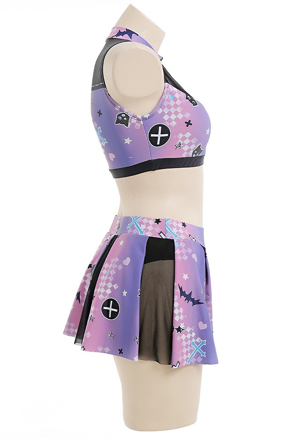 Lila Harajuku Badeanzug Kawaii Bademode Bikini Set