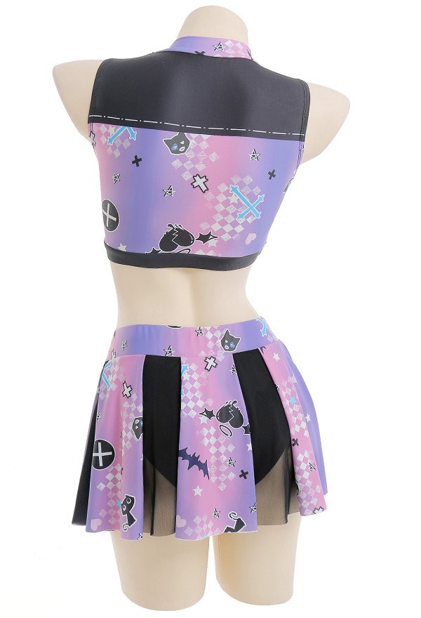 Lila Harajuku Badeanzug Kawaii Bademode Bikini Set