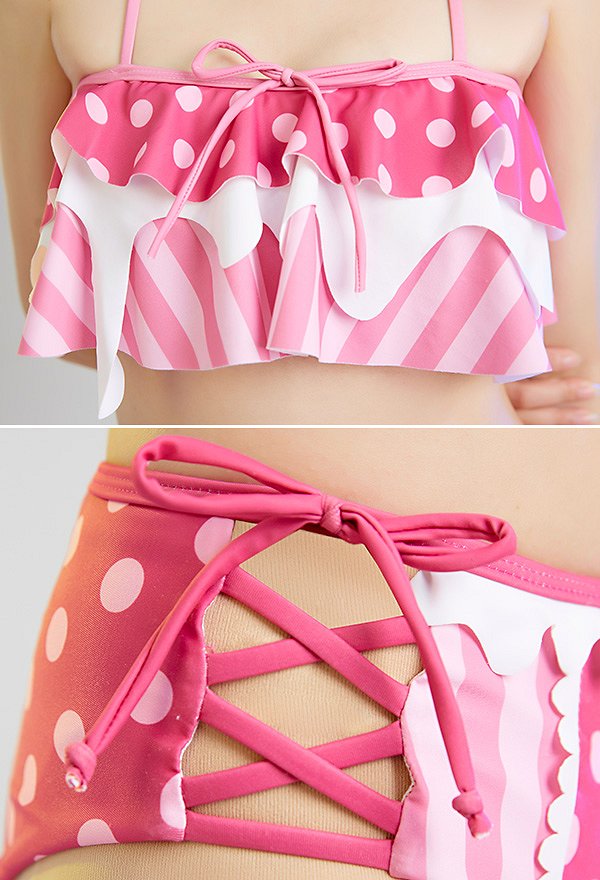 Miccostumes Swimsuits for Women Halter Bathing Suit Strawberry Pattern Two Piece Swimwear