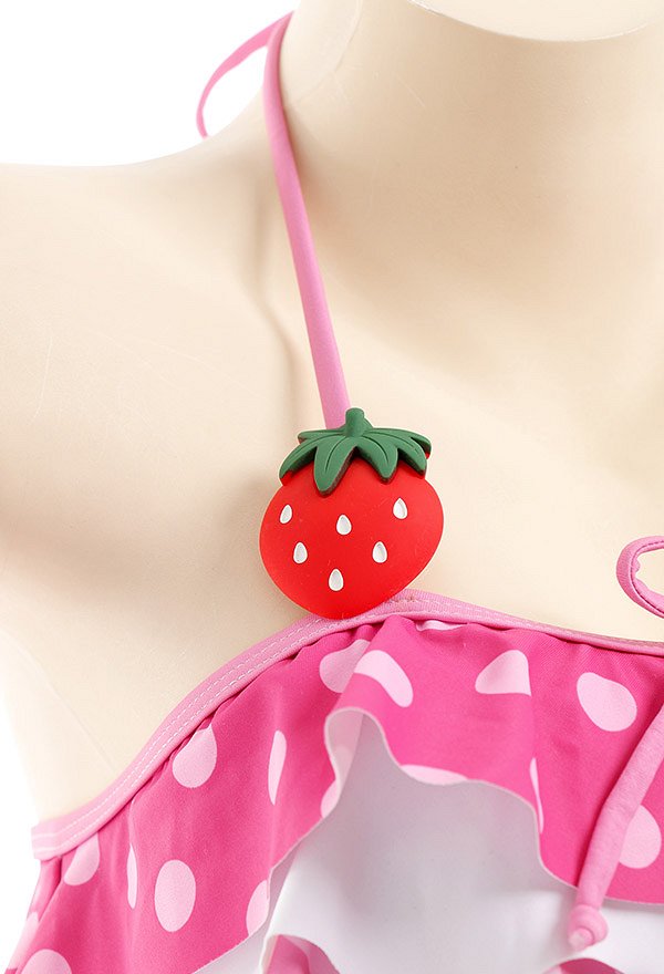 Miccostumes Swimsuits for Women Halter Bathing Suit Strawberry Pattern Two Piece Swimwear