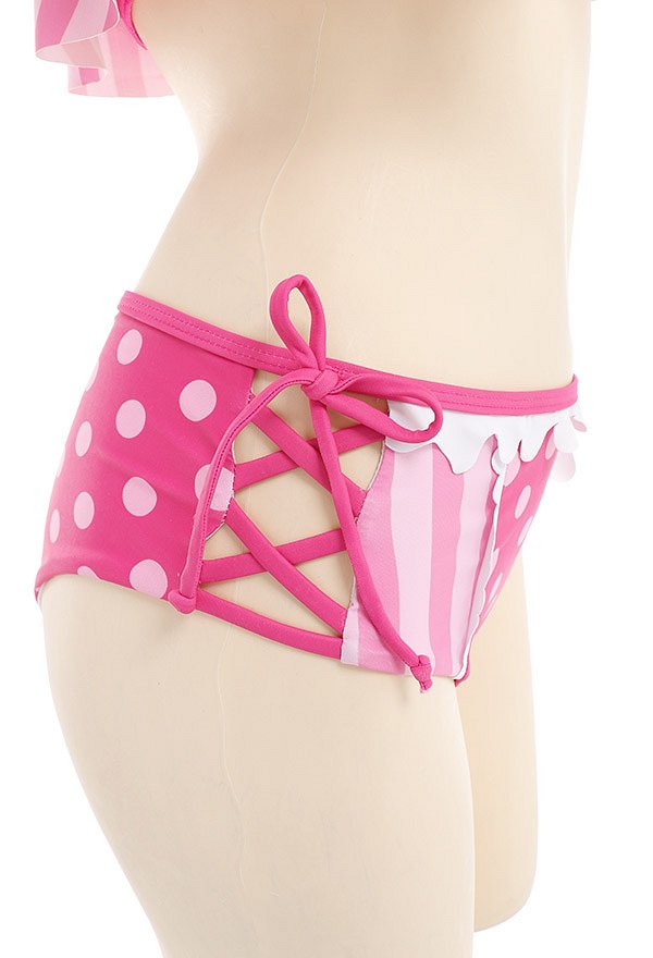 Miccostumes Swimsuits for Women Halter Bathing Suit Strawberry Pattern Two Piece Swimwear