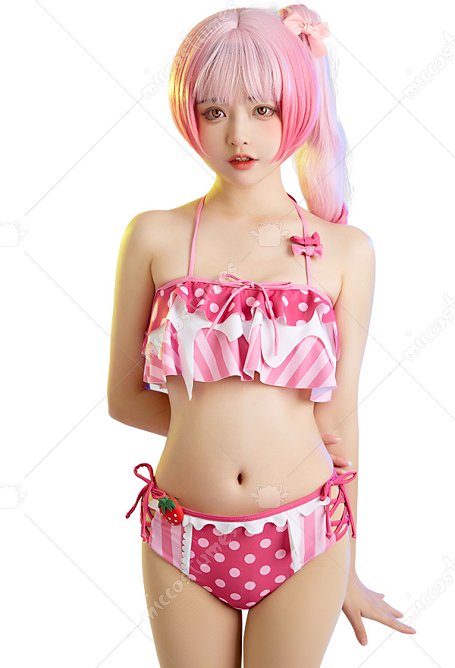Miccostumes Maillots de bain pour femmes Maillot de bain dos nu Motif fraise Maillot de bain deux pièces