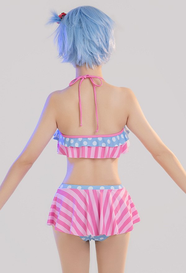 Miccostumes Maillots de bain pour femmes Maillot de bain deux pièces à motif fraise et lait Maillot de bain dos nu