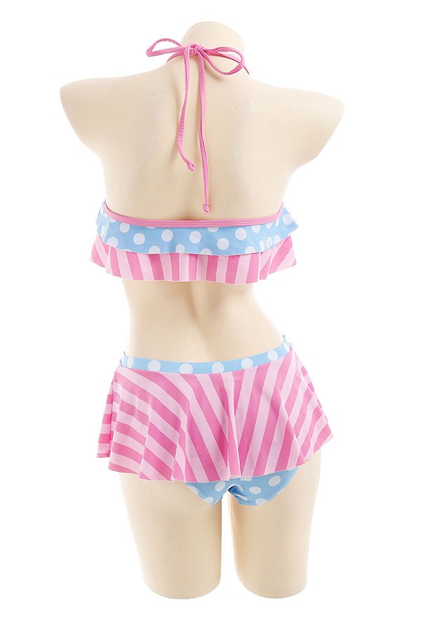 Miccostumes Maillots de bain pour femmes Maillot de bain deux pièces à motif fraise et lait Maillot de bain dos nu