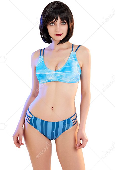 Miccostumes Swimsuits for Women Water Ripples Pattern Swimwear Sexy Bathing Suit Top and Shorts Bikini Sets