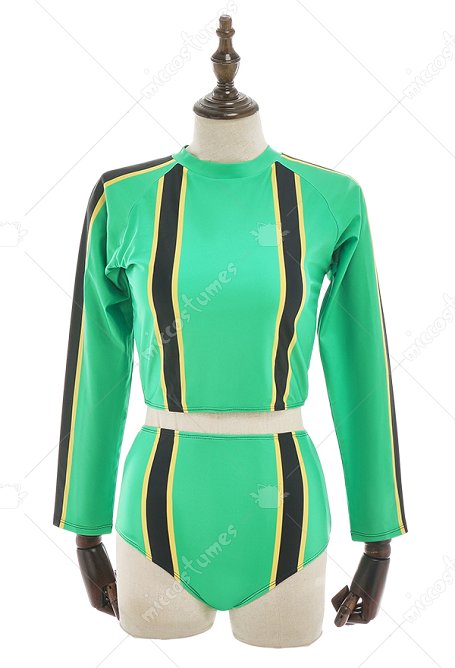 Kawaii BikiniSet Sportlicher Damen Bademode Lange Arm Badeanzug mit Bauchfreies Oberteil