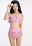 Miccostumes Swimsuits Argyle Prints for Bathing Bikini Set One-Shoulder Top and High Waist Shorts Two Piece Bathing Suit Swimwear