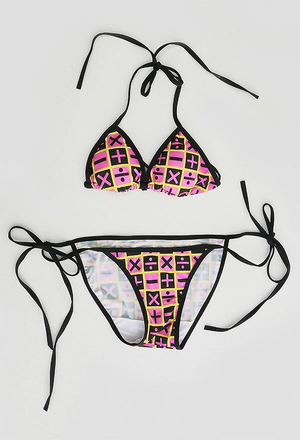 Miccostumes Trajes de baño Talla S-5XL Estampados con signos numéricos para conjunto de bikini Top con cordones y pantalones cortos Traje de baño de dos piezas Miccostumes Trajes de baño Talla S-5XL Estampados con signos numéricos para conjunto de bikini Top con cordones y pantalones cortos Traje de baño de dos piezas