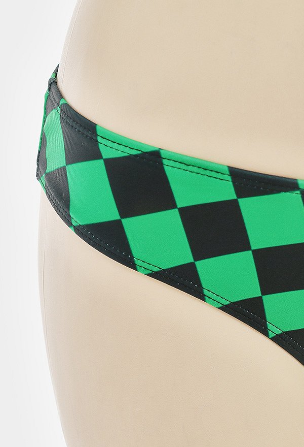 Swimsuit Femme Maillot de Bain Deux Pièces Bikini Cosplay Motif Plaid Vert avec Sangle Croisée Swimsuit Femme Maillot de Bain Deux Pièces Bikini Cosplay Motif Plaid Vert avec Sangle Croisée