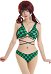 Grün Plaid Schnürung Bikini Cosplay Swimsuit Niedriger Kragen Badeanzug Binde Swimsuit