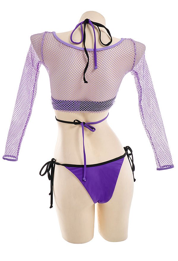 Miccostumes Trajes de baño para mujer Traje de baño con estampado de telaraña Traje de baño sexy Conjunto de bikini halter con pareo Miccostumes Trajes de baño para mujer Traje de baño con estampado de telaraña Traje de baño sexy Conjunto de bikini halter con pareo